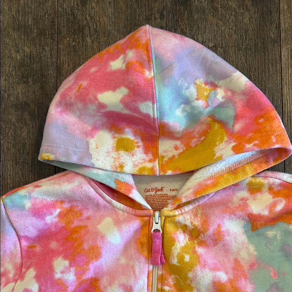 Cat & Jack Pink and Orange Tie-Dye Hoodie - Picture 6 of 8